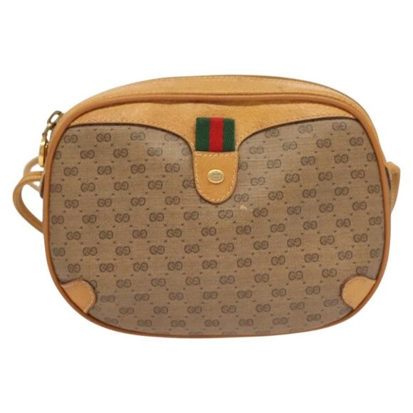 GUCCI GG Supreme Web Sherry Line Bag PVC Beige Gold 164 02 066 Auth yk18484 - Picture 2 of 16